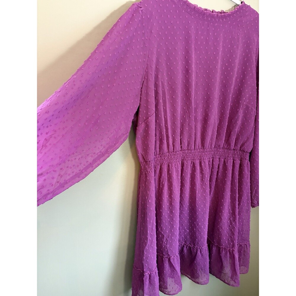 Swiss Dot Ruffle Hem Smocked Waist Mini Dress Size XXL Boho Cocktail Girly Work